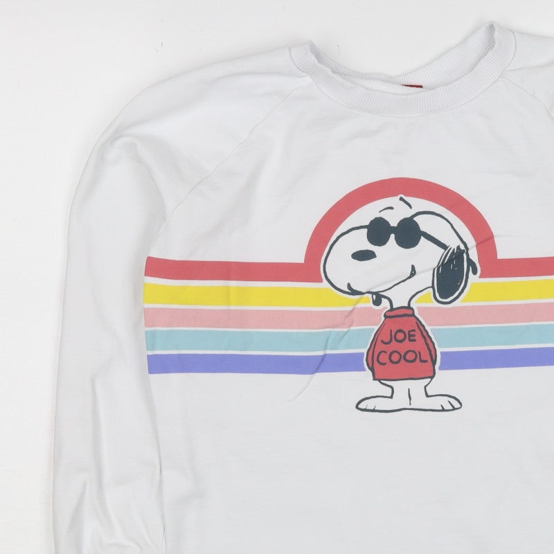Next Women’s White Peanuts Snoopy Graphic Stripe Sweatshirt UK 10