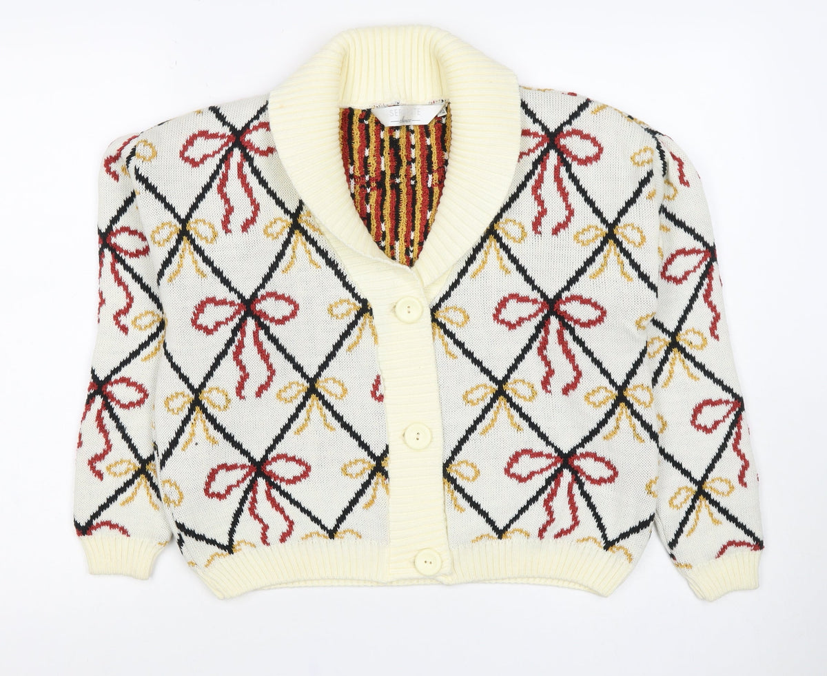 Separate Choice Women’s Ivory Geometric Knit Cardigan Size 12