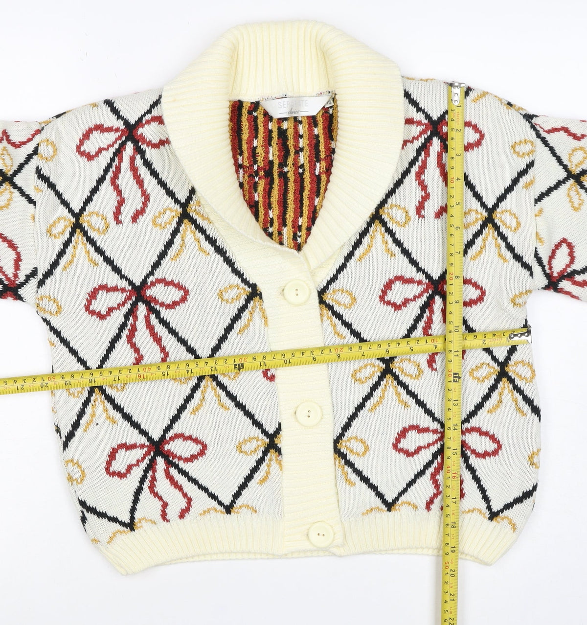 Separate Choice Women’s Ivory Geometric Knit Cardigan Size 12