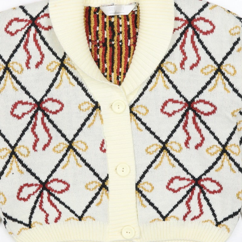Separate Choice Women’s Ivory Geometric Knit Cardigan Size 12