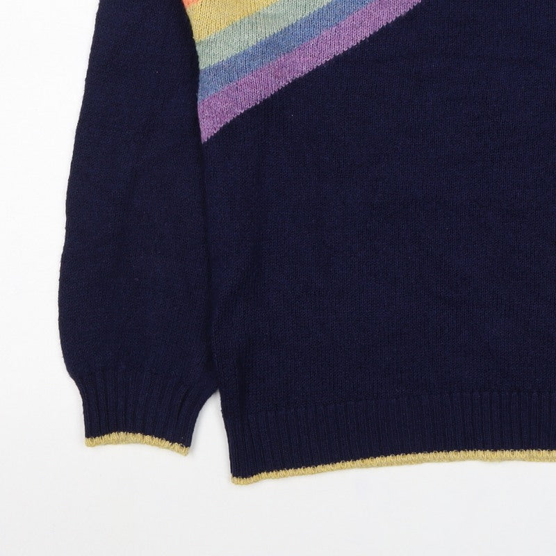 Next Women’s Blue S Rainbow Stripe Crew Neck Knit Pullover Jumper