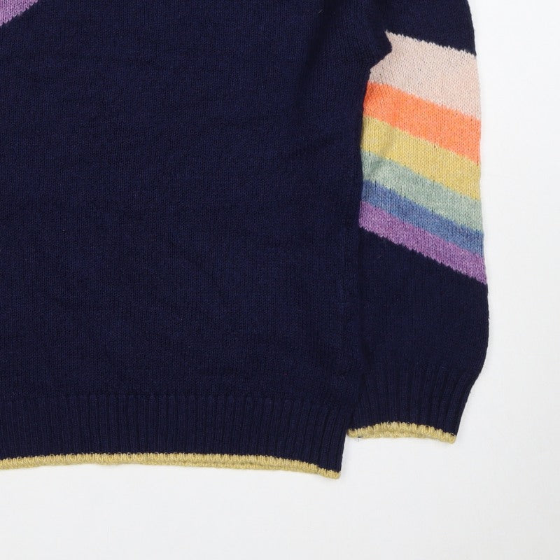 Next Women’s Blue S Rainbow Stripe Crew Neck Knit Pullover Jumper