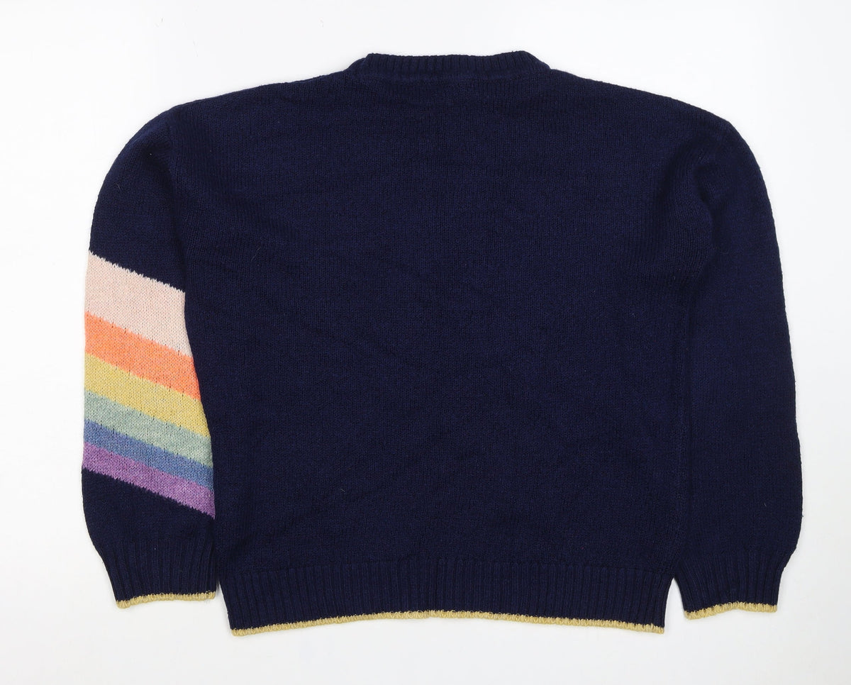 Next Women’s Blue S Rainbow Stripe Crew Neck Knit Pullover Jumper