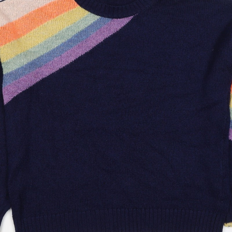 Next Women’s Blue S Rainbow Stripe Crew Neck Knit Pullover Jumper