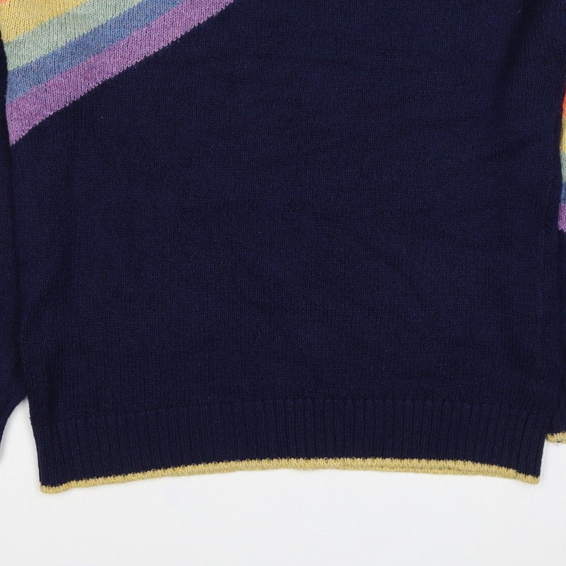 Next Women’s Blue S Rainbow Stripe Crew Neck Knit Pullover Jumper