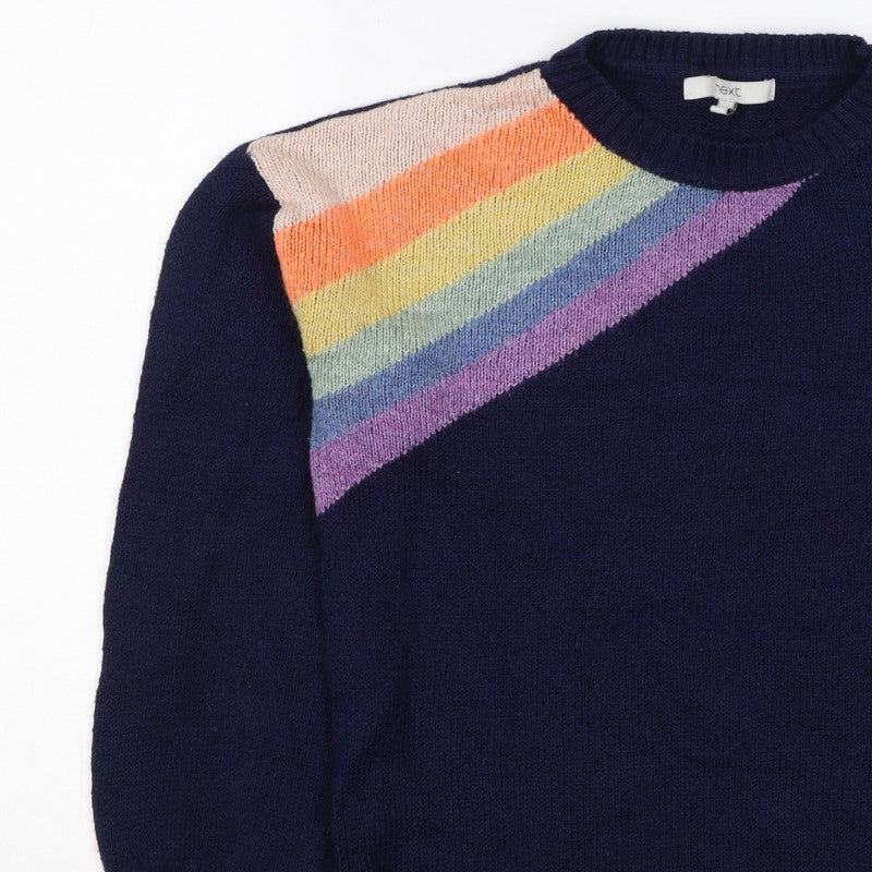 Next Women’s Blue S Rainbow Stripe Crew Neck Knit Pullover Jumper