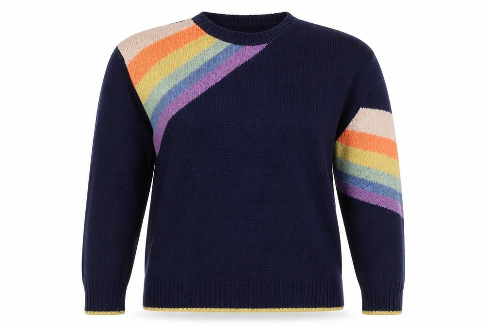 Next Women’s Blue S Rainbow Stripe Crew Neck Knit Pullover Jumper