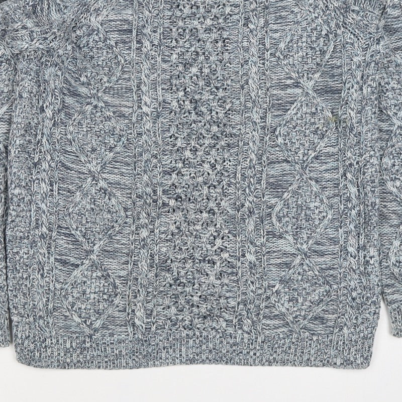 GAP Women Blue S Cable Knit 100% Cotton Crew Neck Jumper