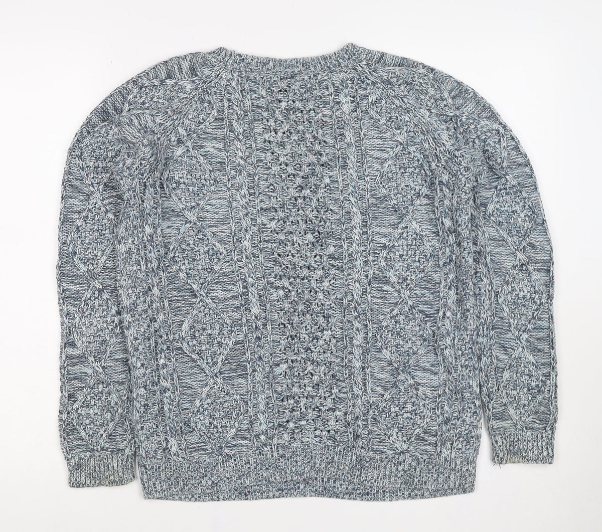 GAP Women Blue S Cable Knit 100% Cotton Crew Neck Jumper