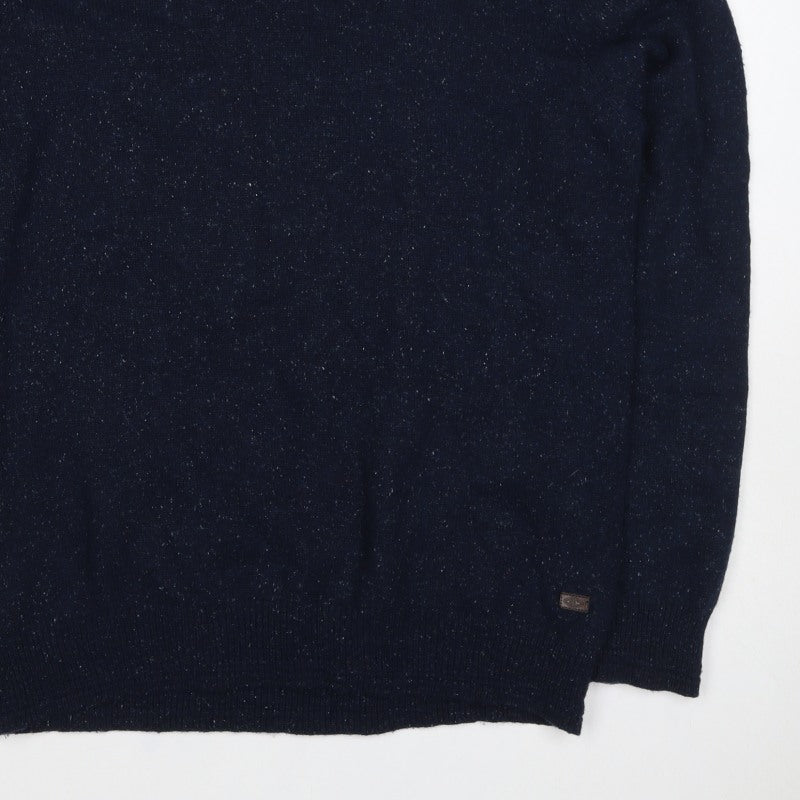 WITS Mens Blue M Slim Crew Neck Fleck Knit Pullover Jumper