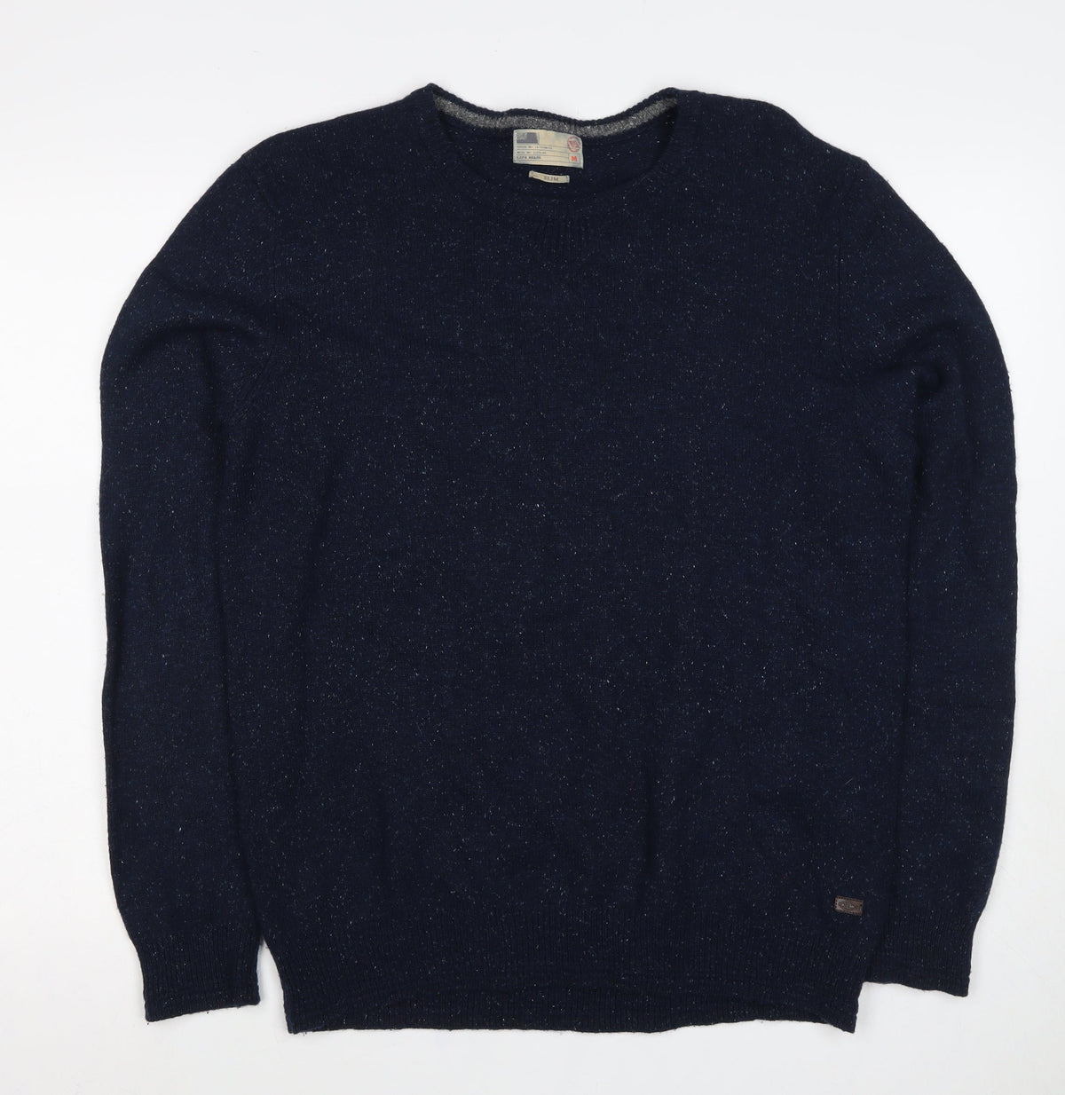 WITS Mens Blue M Slim Crew Neck Fleck Knit Pullover Jumper