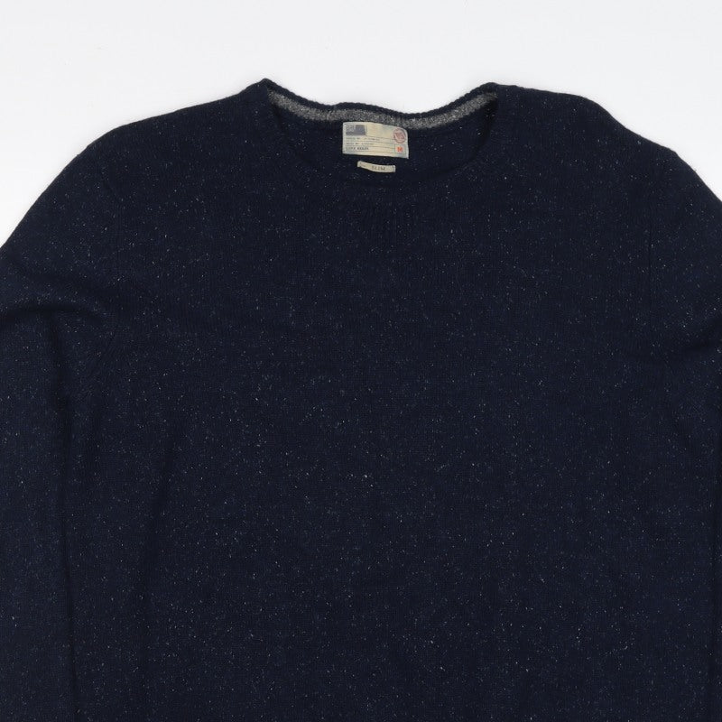 WITS Mens Blue M Slim Crew Neck Fleck Knit Pullover Jumper