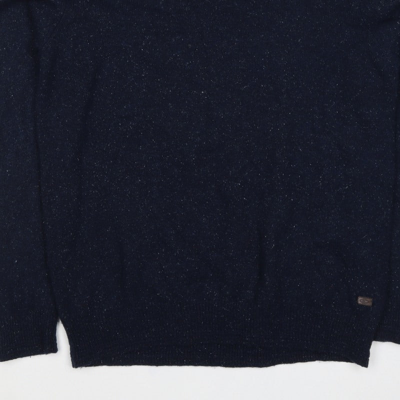 WITS Mens Blue M Slim Crew Neck Fleck Knit Pullover Jumper