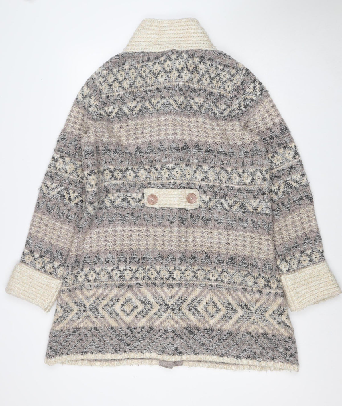 Per Una Women’s Grey XL Aztec Chunky Knit Button Cardigan