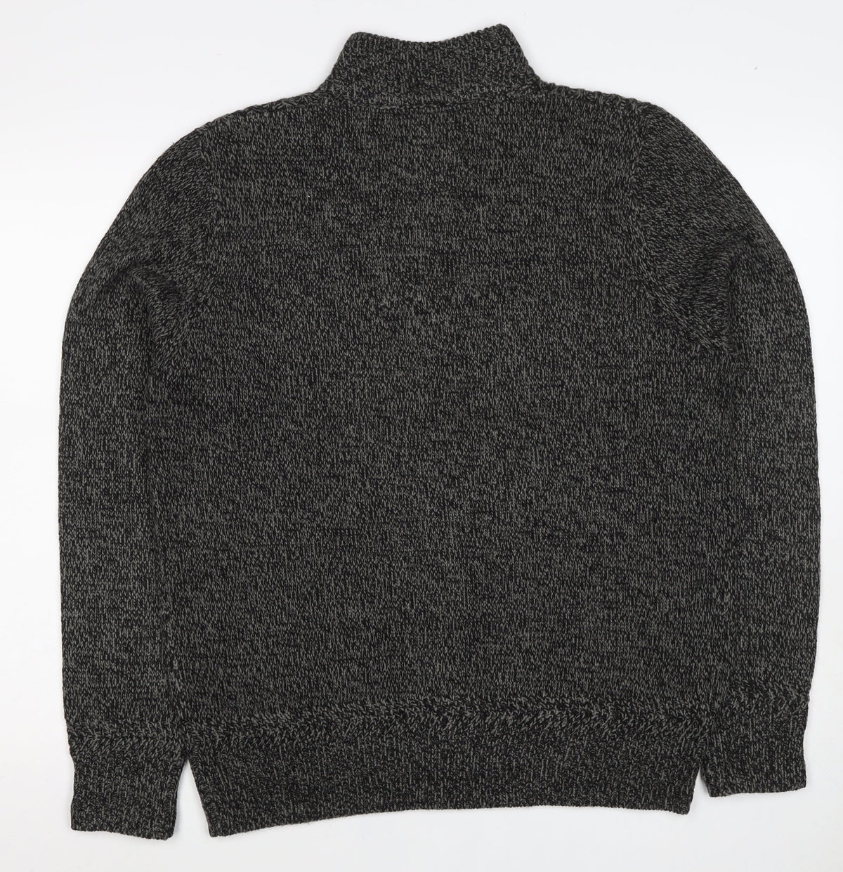 Threadbare Men’s Grey L 1/4 Zip Cable Knit Pullover Jumper