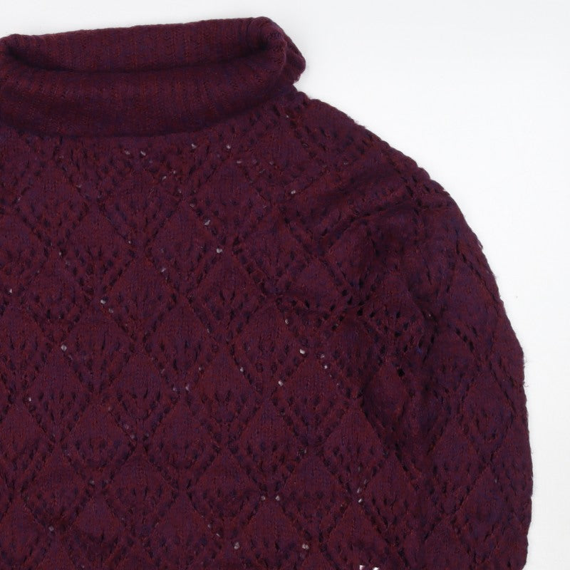 Molly Bracken Women Red L Cable Knit Roll Neck Jumper