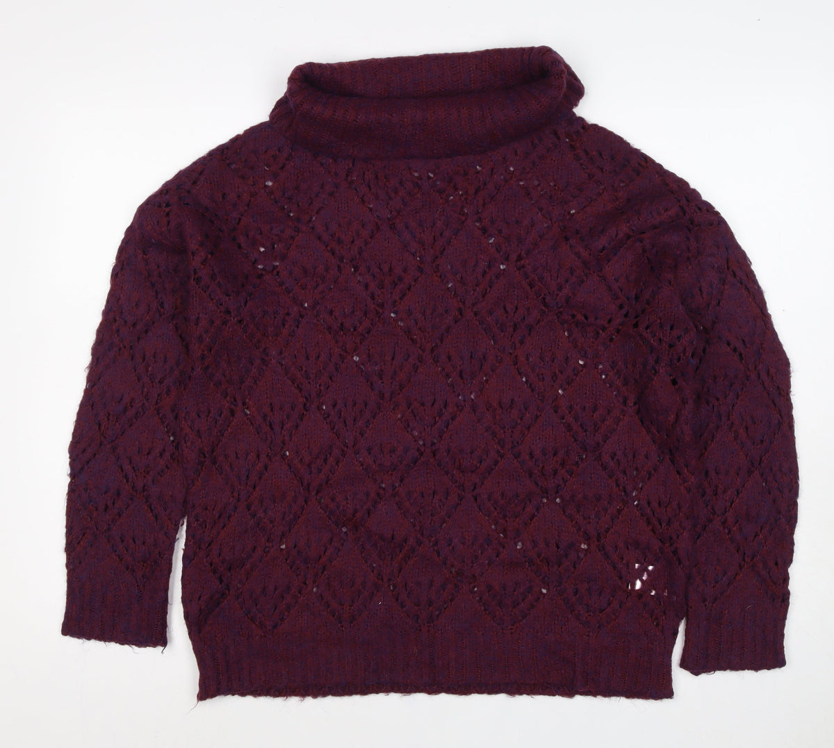 Molly Bracken Women Red L Cable Knit Roll Neck Jumper
