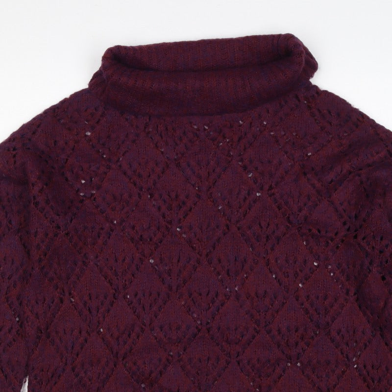 Molly Bracken Women Red L Cable Knit Roll Neck Jumper
