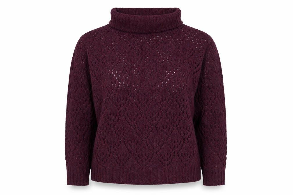 Molly Bracken Women Red L Cable Knit Roll Neck Jumper