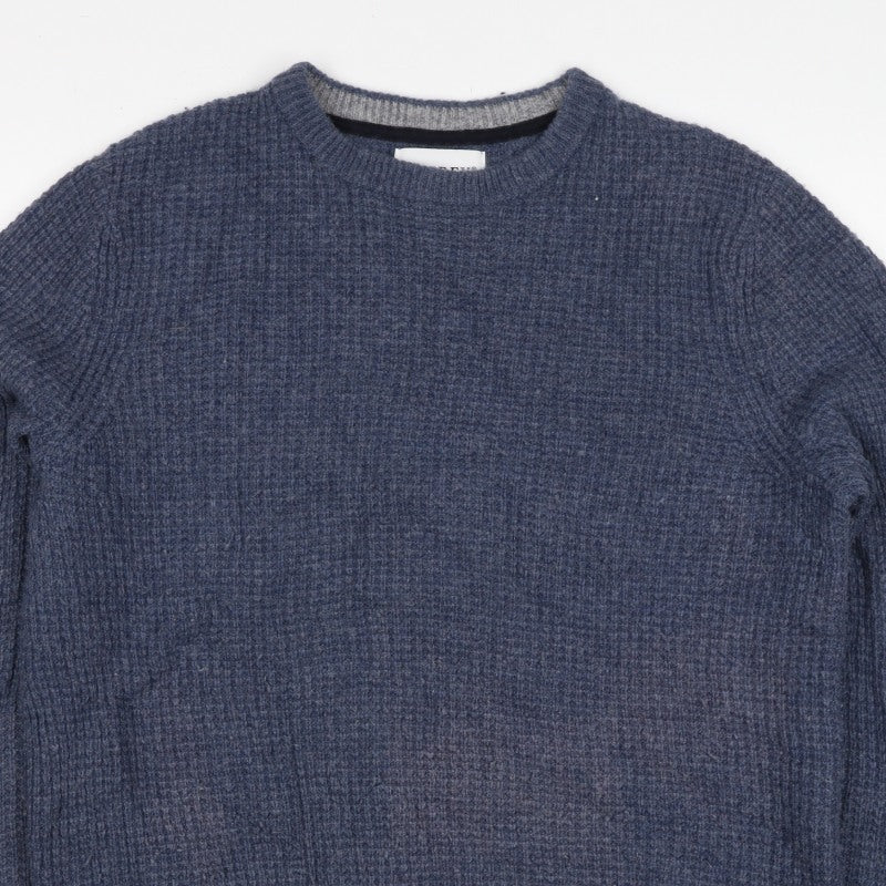 Ospray London Men's Blue L Lambswool Crew Neck Knit Pullover Jumper