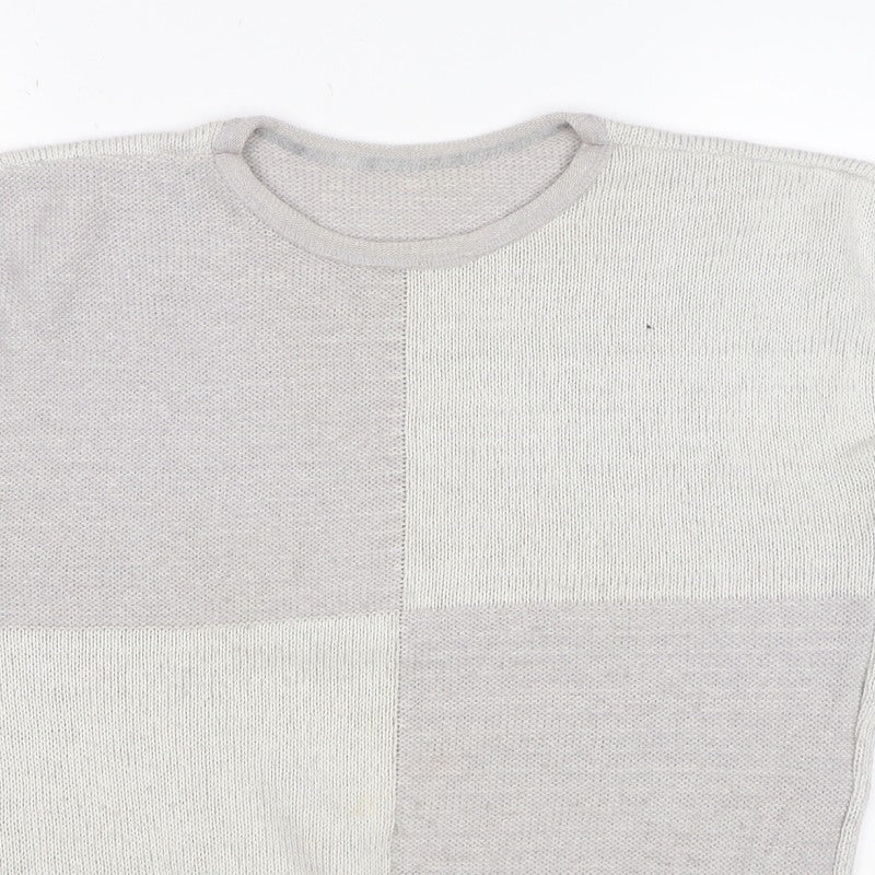 St Michael Women's Grey UK 16 Basic Knit Colourblock Cap Sleeve Top