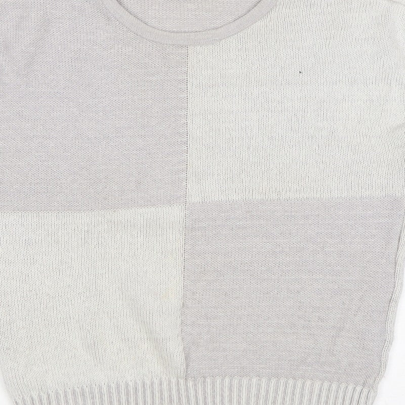 St Michael Women's Grey UK 16 Basic Knit Colourblock Cap Sleeve Top