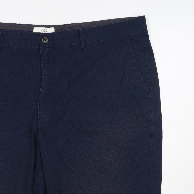 Marks and Spencer Men's Blue 2XL 44in Cotton Chino Shorts