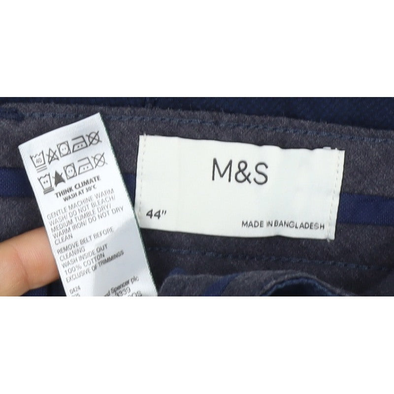 Marks and Spencer Men's Blue 2XL 44in Cotton Chino Shorts