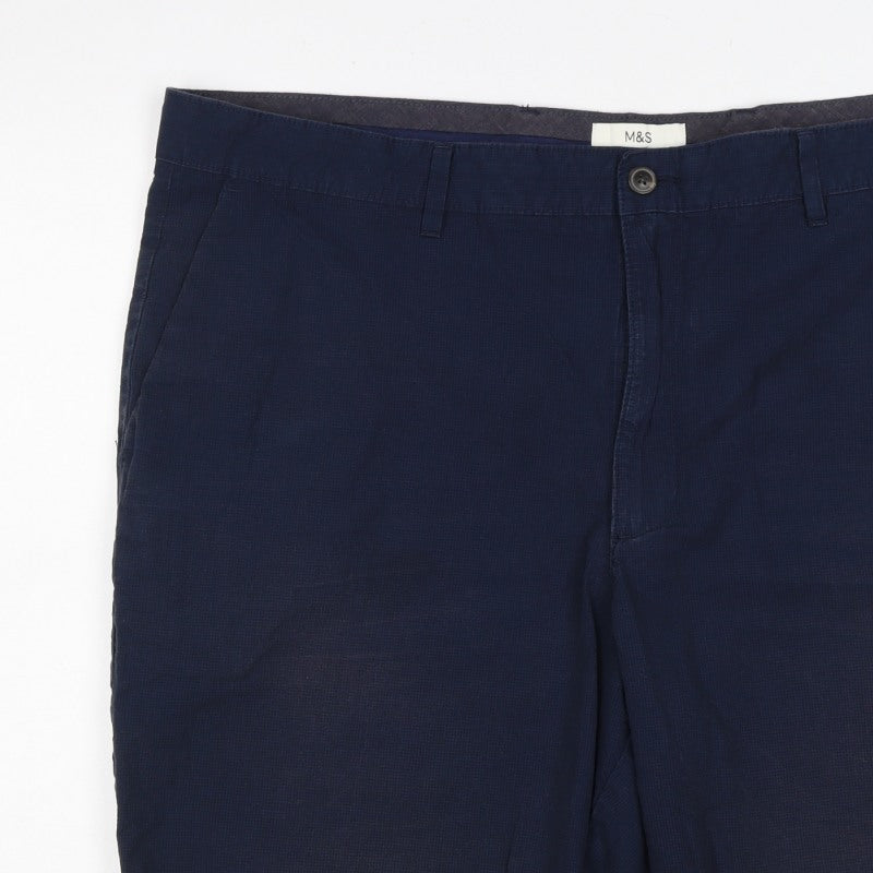 Marks and Spencer Men's Blue 2XL 44in Cotton Chino Shorts