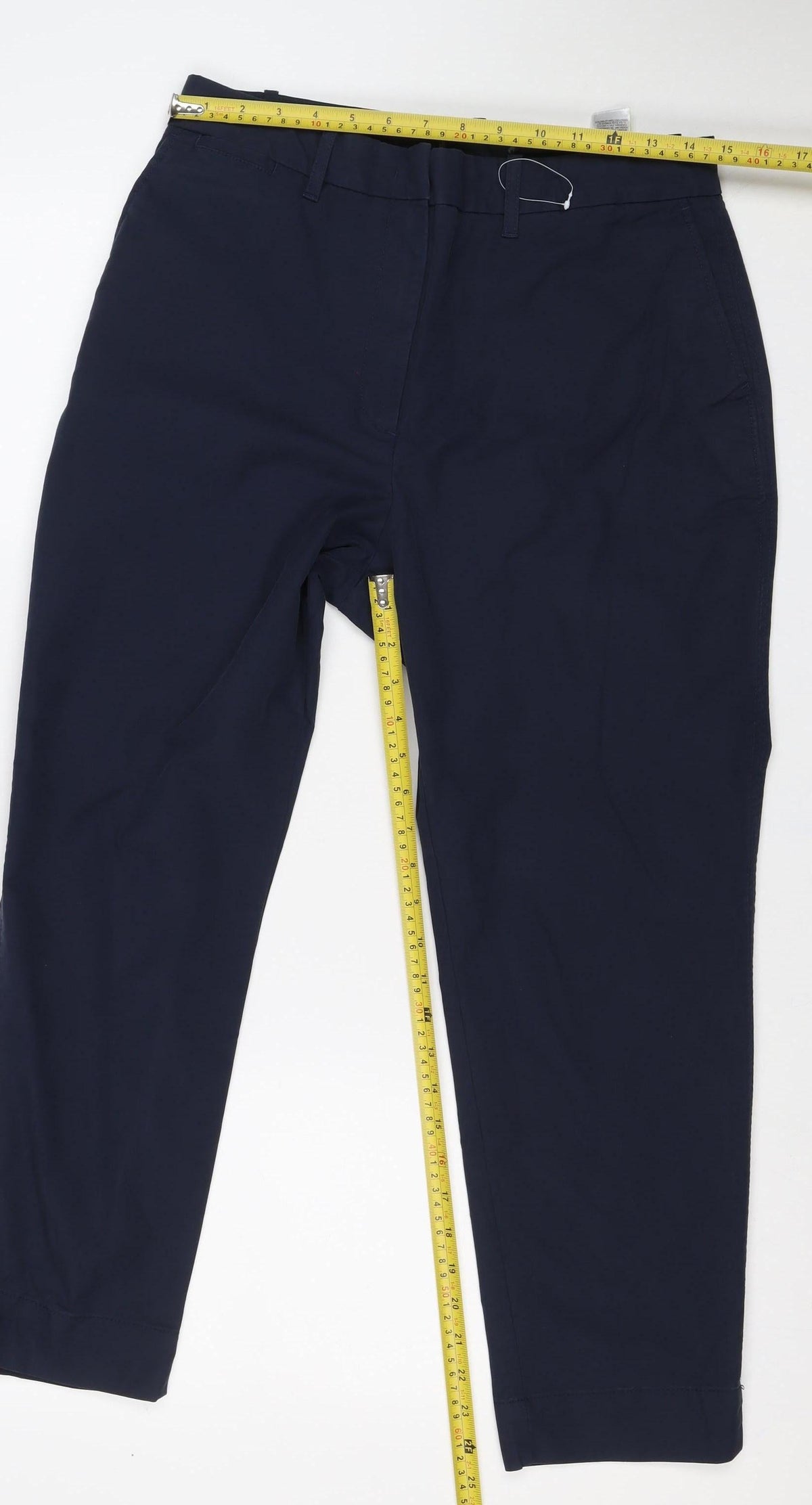 M&S Women’s Navy Blue Size 12 Short Straight Leg Trousers