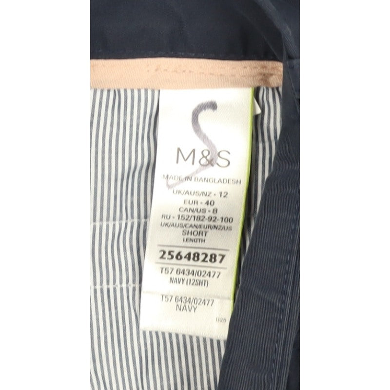 M&S Women’s Navy Blue Size 12 Short Straight Leg Trousers