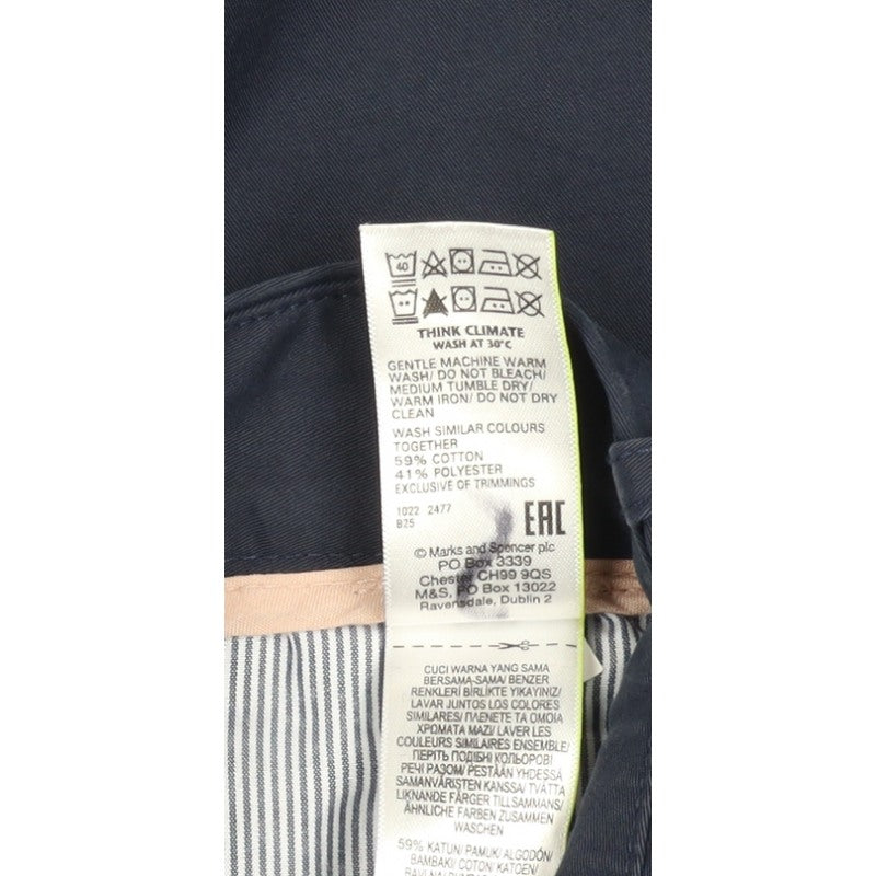 M&S Women’s Navy Blue Size 12 Short Straight Leg Trousers