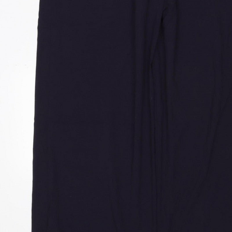 Next Women Black Pink Trim Wide Leg Belted Jumpsuit UK 12