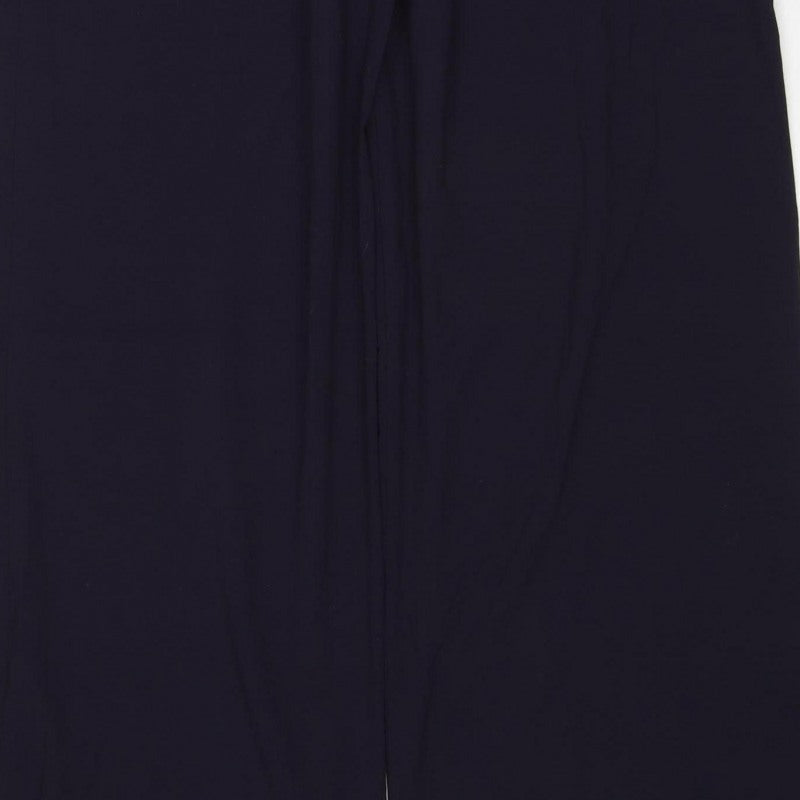 Next Women Black Pink Trim Wide Leg Belted Jumpsuit UK 12