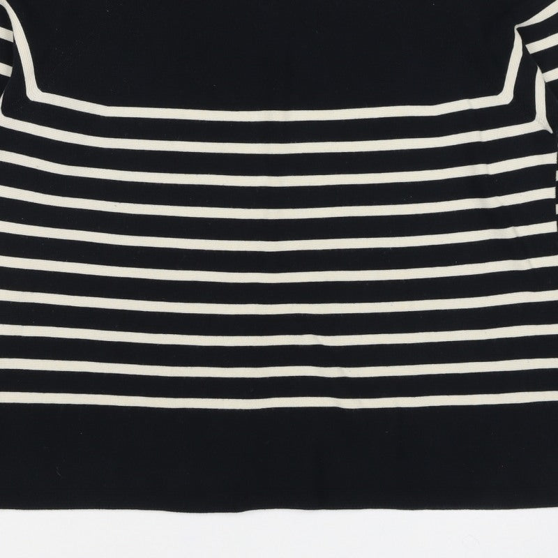 Uniqlo Women Black Ivory Stripe Long Sleeve Basic Cotton T-Shirt M