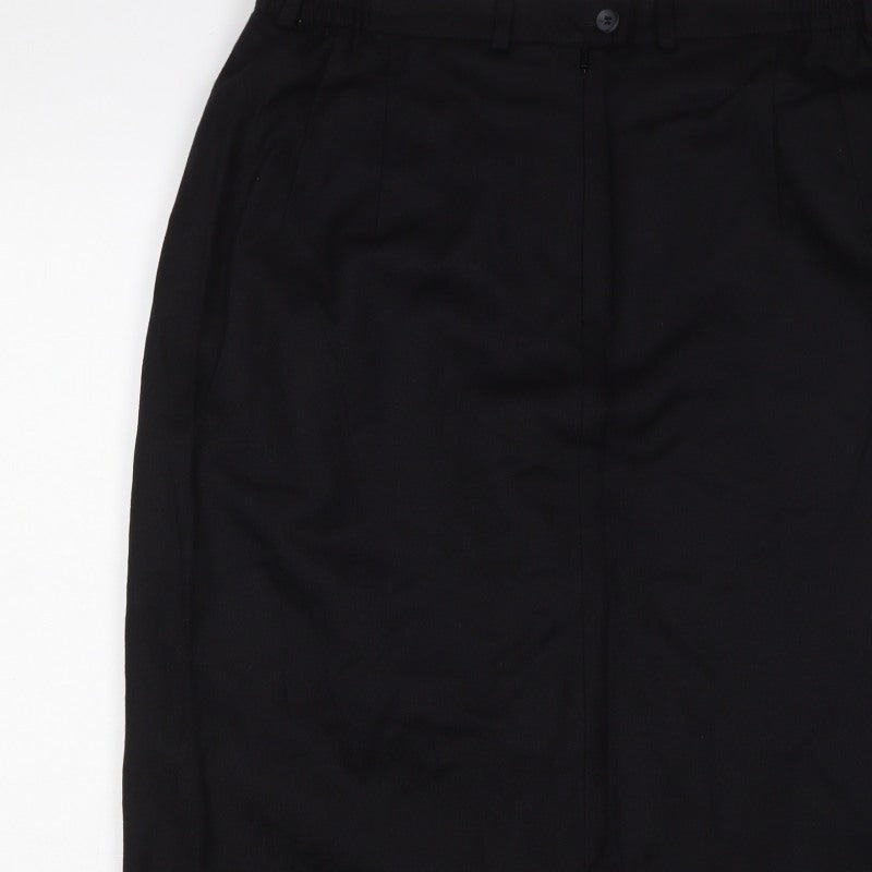 M&S Women's Black UK 18 Knee Length Pencil Work Skirt Pockets