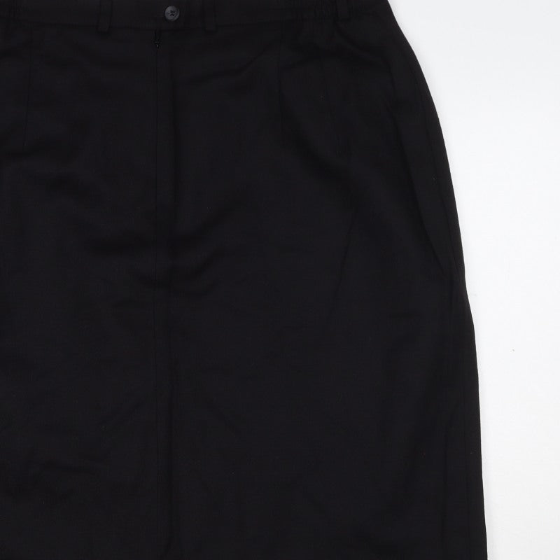M&S Women's Black UK 18 Knee Length Pencil Work Skirt Pockets