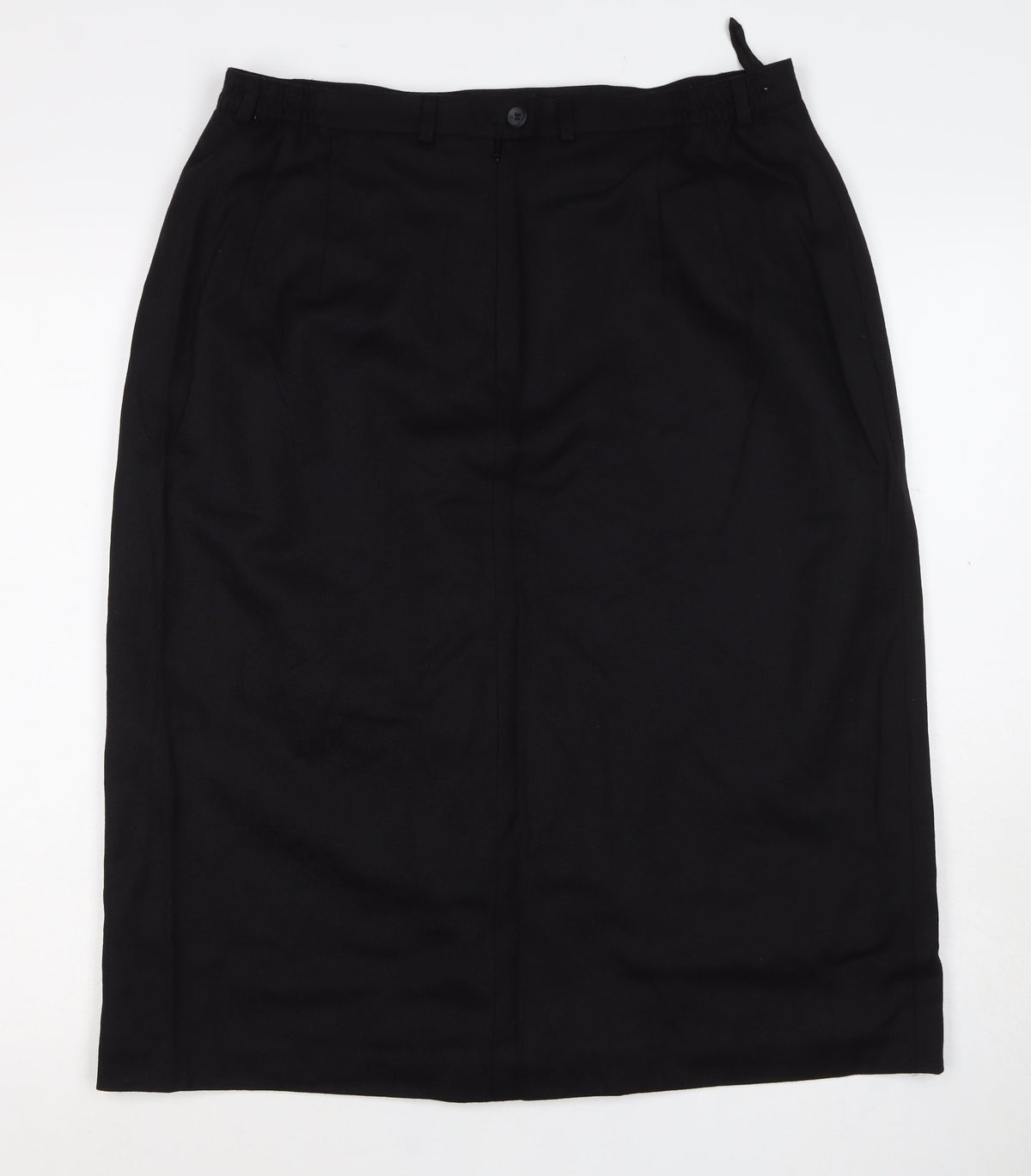 M&S Women's Black UK 18 Knee Length Pencil Work Skirt Pockets