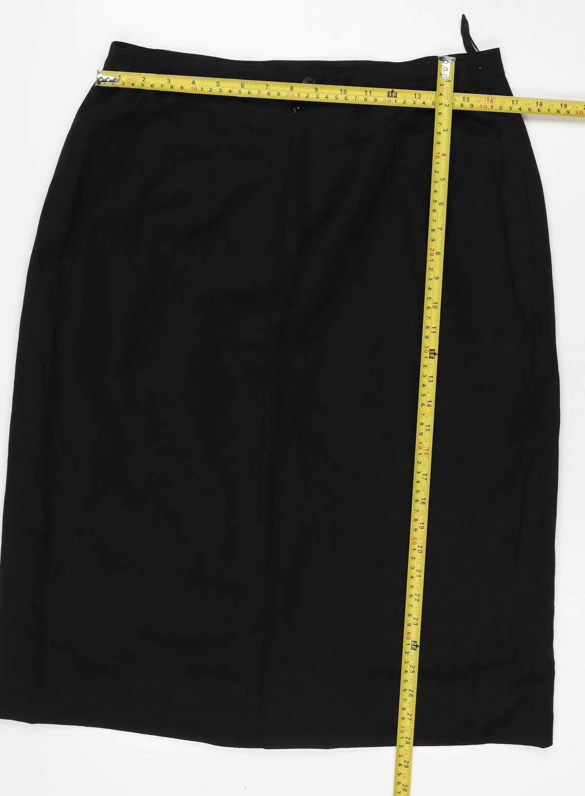 M&S Women's Black UK 18 Knee Length Pencil Work Skirt Pockets