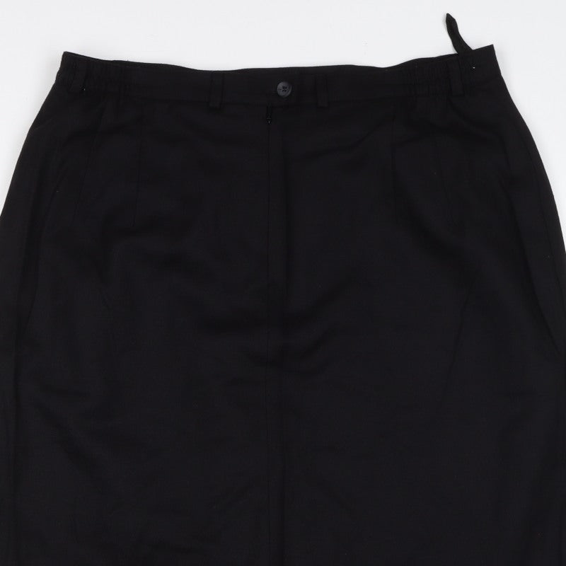 M&S Women's Black UK 18 Knee Length Pencil Work Skirt Pockets