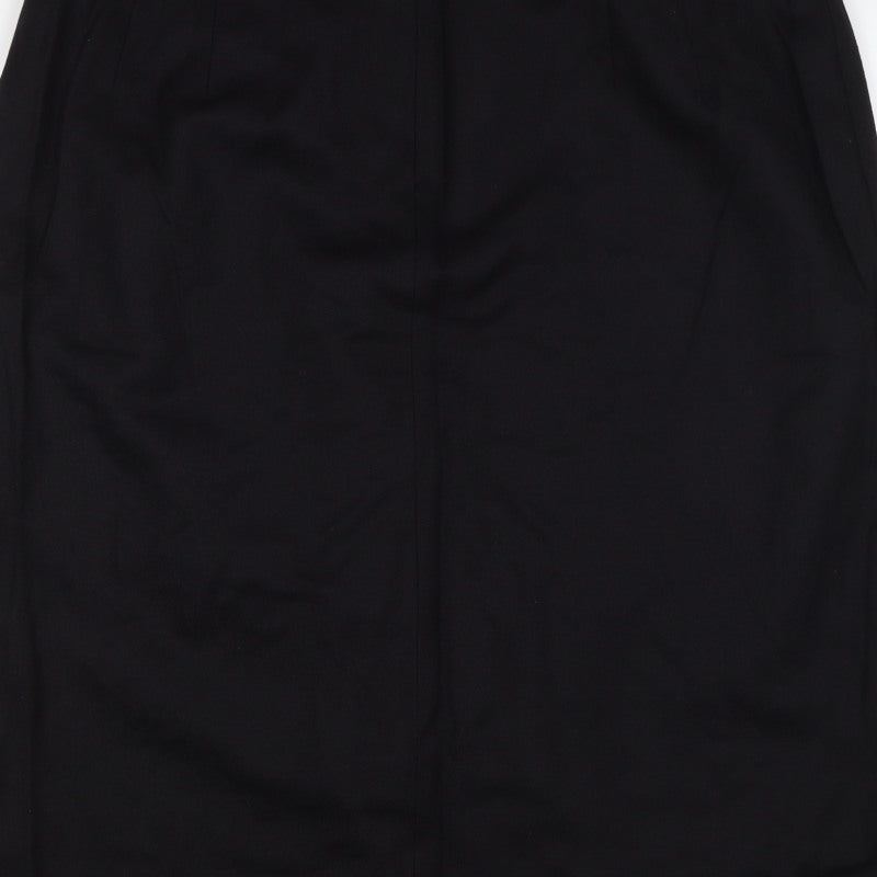 M&S Women's Black UK 18 Knee Length Pencil Work Skirt Pockets