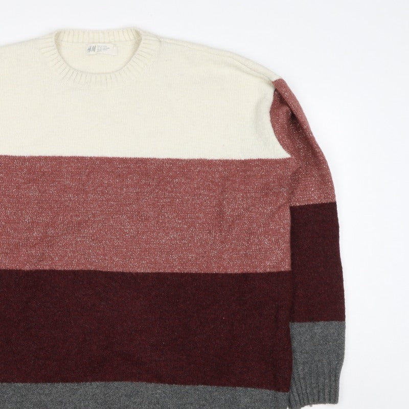 H&M Women’s Multicoloured Size 14 Glitter Colour Block Knit Jumper