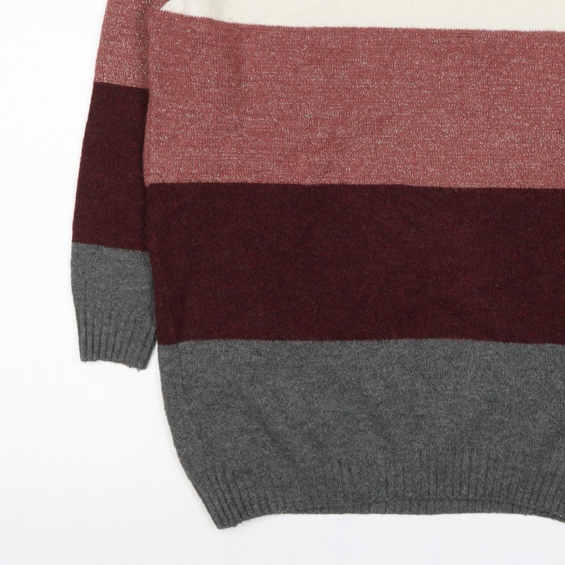 H&M Women’s Multicoloured Size 14 Glitter Colour Block Knit Jumper