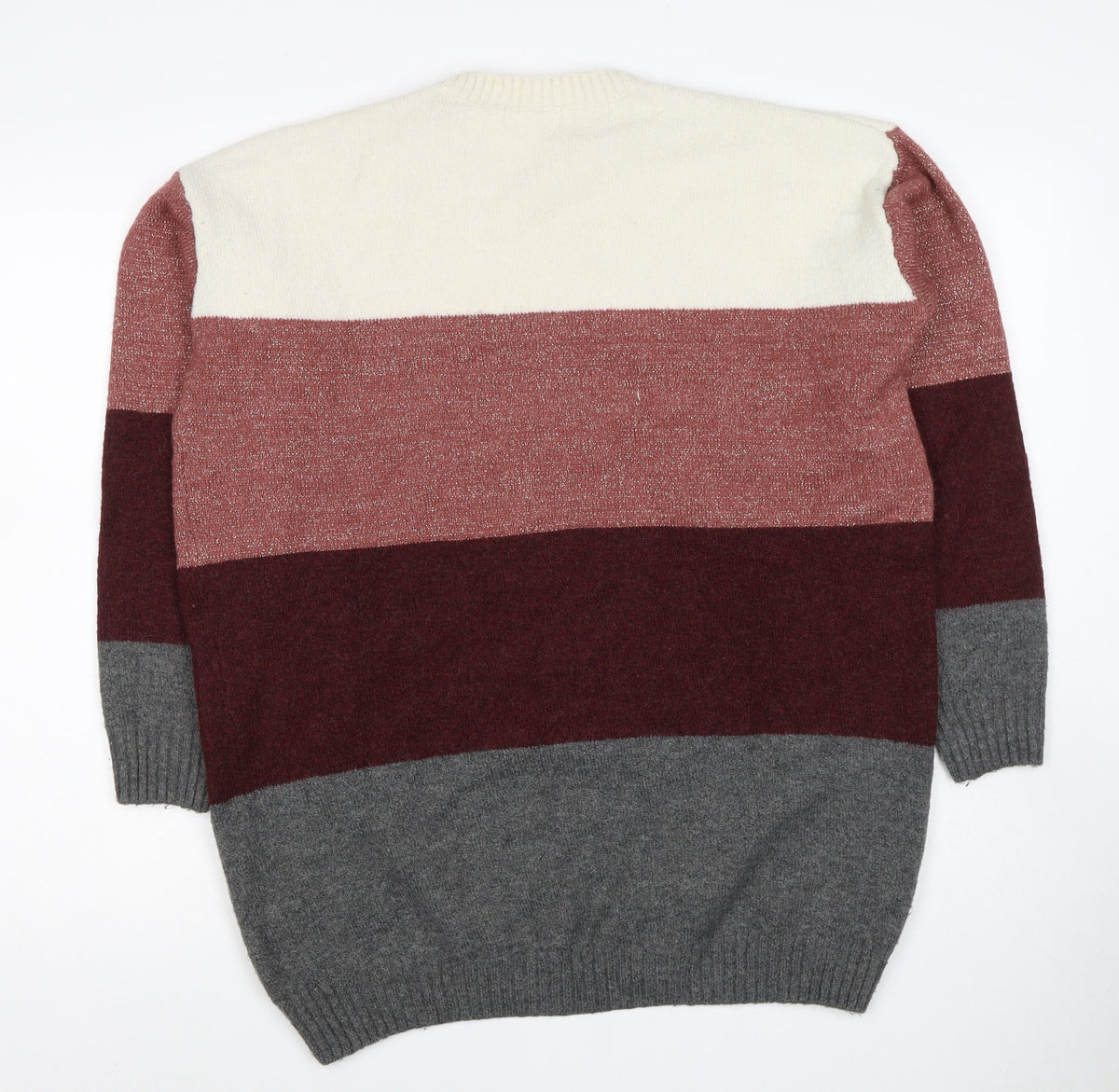 H&M Women’s Multicoloured Size 14 Glitter Colour Block Knit Jumper