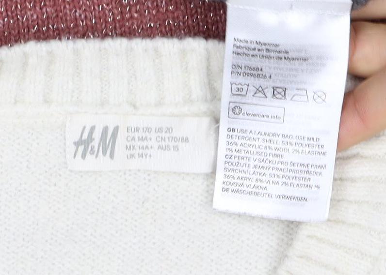 H&M Women’s Multicoloured Size 14 Glitter Colour Block Knit Jumper