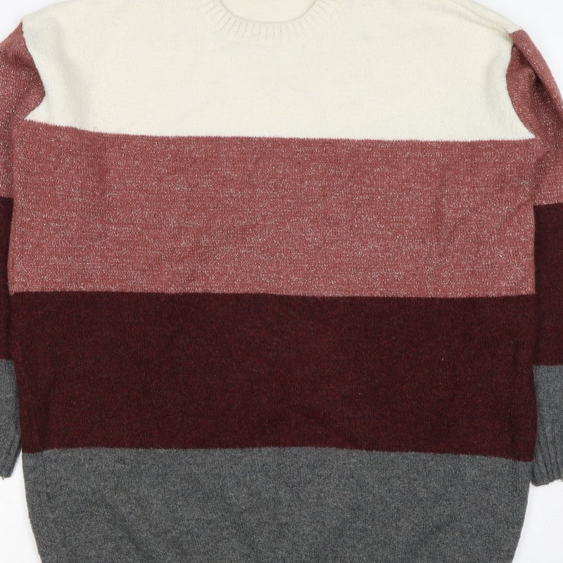 H&M Women’s Multicoloured Size 14 Glitter Colour Block Knit Jumper