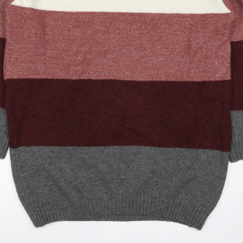 H&M Women’s Multicoloured Size 14 Glitter Colour Block Knit Jumper