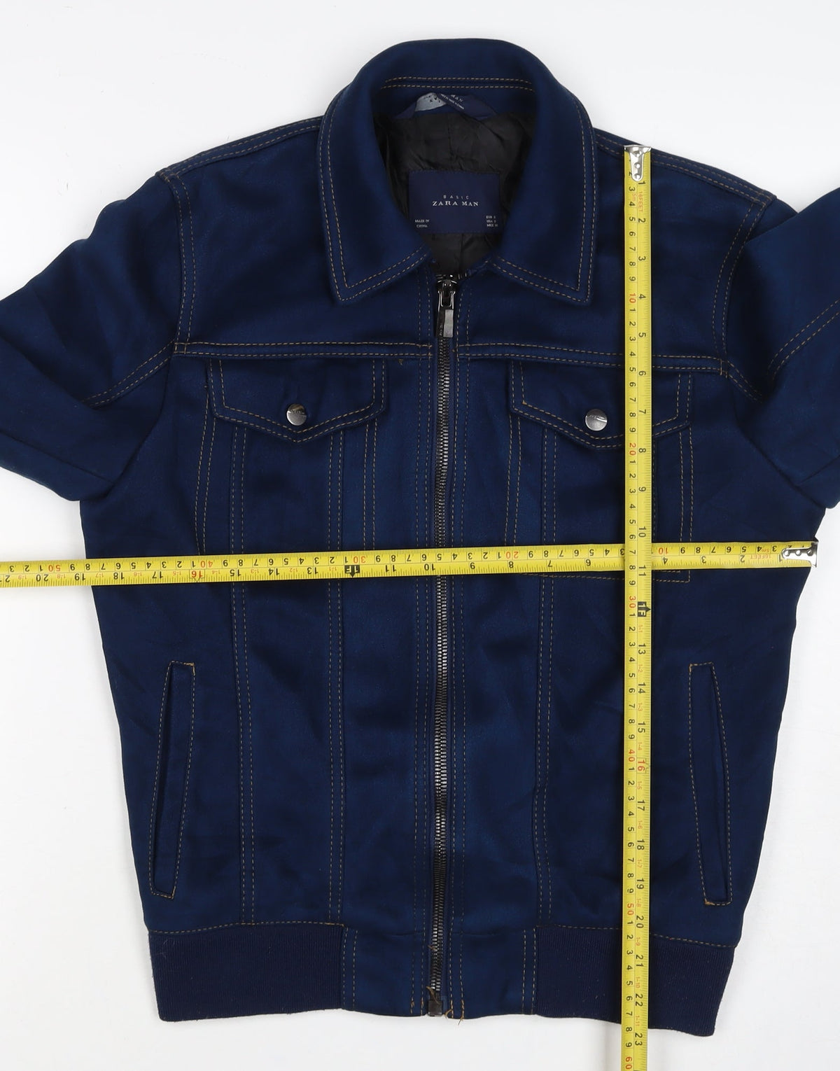 Zara Man Unisex Blue S Bomber Jacket Full Zip Collared Pockets