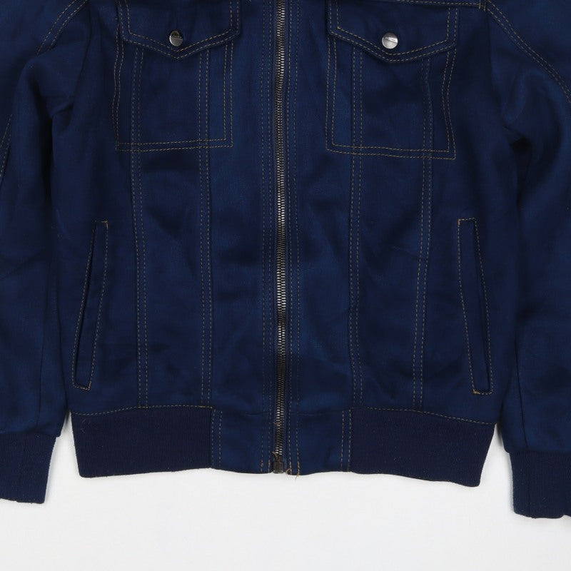 Zara Man Unisex Blue S Bomber Jacket Full Zip Collared Pockets