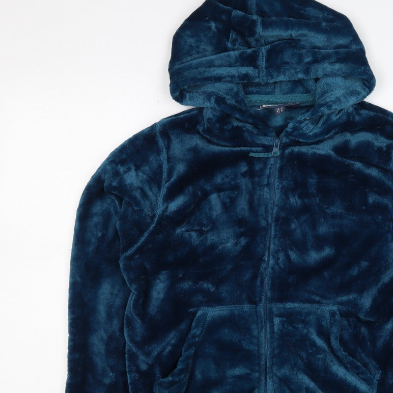 Mountain Warehouse Women’s Blue Hooded Fleece Jacket UK 12 Full Zip